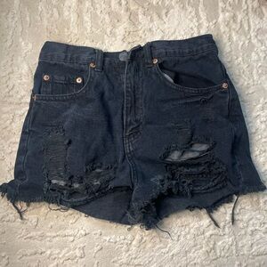 Signature8 Black Distressed Jean Shorts
